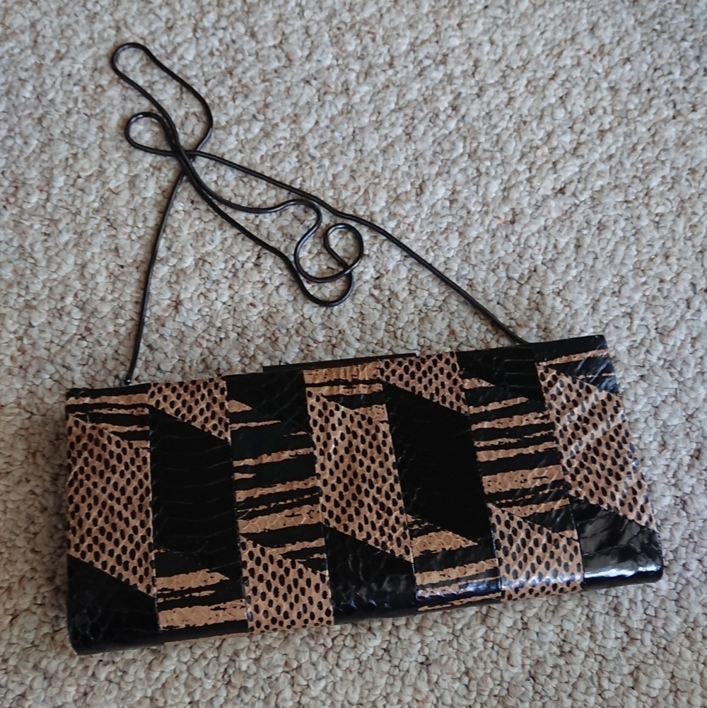 Badgley Mischka Black and Tan Clutch / shoulder Bag